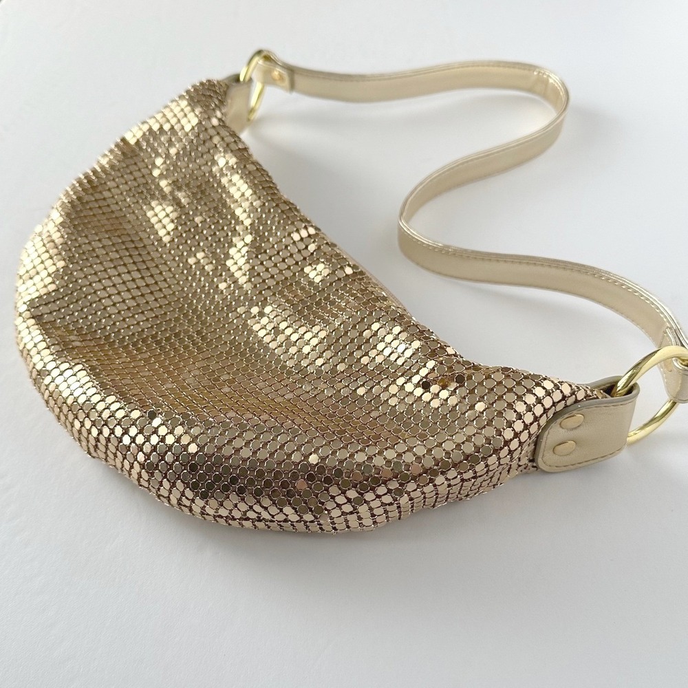 Fashion Express Gold Chainmail Crescent Shoulder Bag Gold Y2K Vintage